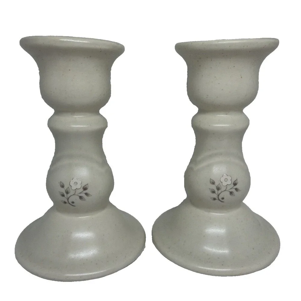 Vintage Pfaltzgraff Heirloom Stoneware Candlestick Holders 5